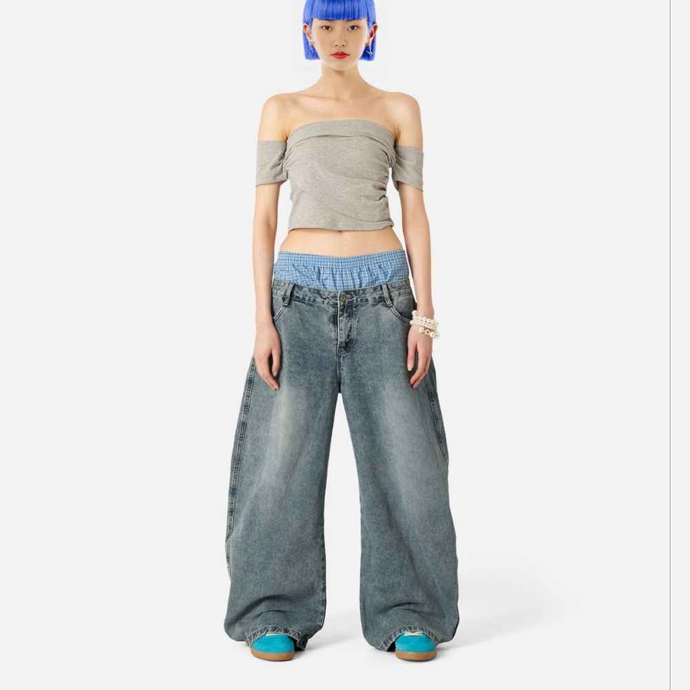 Aelfric Eden Jeans Double Waist Baggy Boxer Saggy Size Extra Small XS